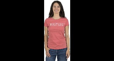 Mustang Dames T-Shirt Alexia C Logo slim fit Rood L Ronde Hals Volwassenen Basic T-shirt met korte mouwen en ronde hals gemaakt van 100% katoen
