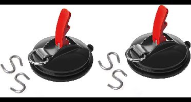 Set van 2x stuks proplus zuignapbevestiging - met ring - 2 s-haken - 11 cm - tot 10 kg