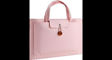 Laptoptas - 14 tot 16 inch - 3 Vakken - Vegan Leer - Laptophoes - Laptop Tas - XPS 15, Acer, Lenovo, ASUS, MacBook Air, Pro, Samsung, ChromeBook - Roze