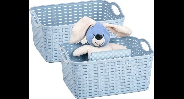 Plasticforte opbergmandje/kastmandje - 2x - 12 liter - ijsblauw - kunststof - 33 x 24 x 21 cm - nestbaar