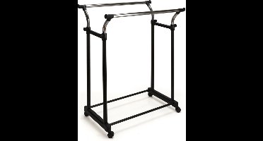 V-part - Kledingrek dubbel - Steel Plastic - zwart, chroom