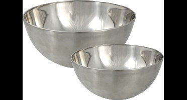 Svenska Living Voedsel serveer schalen set - 2x stuks - metallic zilver - RVS - Dia 19/23 cm - keuken