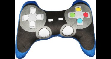 Kruger Game controller pluche kussen - 35 cm - grijs/blauw - fun cadeaus/sierkussens