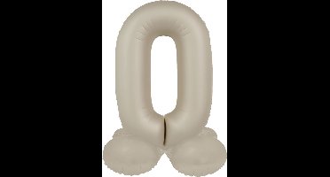 Folat - Staande folieballon Cijfer 0 Creamy Latte - 72 cm