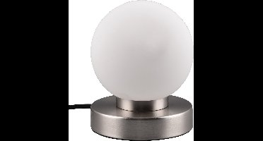 LED Tafellamp - Torna Bolle - E14 Fitting - 1 lichtpunt - Mat Nikkel - Metaal - Wit Glas