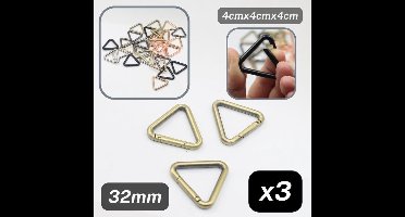 3 Stuks DRIEHOEKIGE METALEN KARABIJNHAKEN/MUSKETONHAKEN, Elke Lengte 4CM, Kleur BRONS