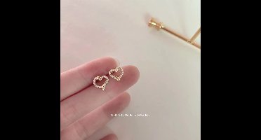 Gading® dames oorknopjes met zirkonia- hartje oorknpjes-goudkleurig-zilver 925