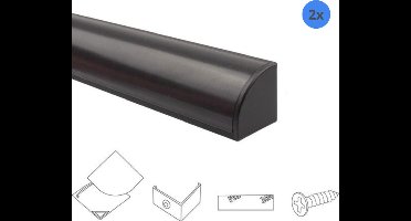 2x 2 meter led strip profiel hoek - Zwart - Slim line - Compleet incl. afdekkap - Hoekprofiel - Voordeelset van 2 x 2 meter hoekprofielen - Led hoekprofiel - Led profiel zwart