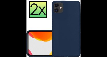 Hoesje - 2 Stuks - Geschikt voor Apple iPhone 11 - Sterk & Shockproof - Case Siliconen - Back Cover - Telefoon Hoes - Donkerblauw
