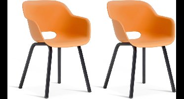 Keter Noa Tuinstoel - 2 stuks - 55x56,5x80cm - metalen frame - Oranje