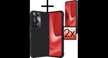 Hoesje - Met 2x Screenprotector - Geschikt voor OPPO A79 - Sterk & Shockproof - Back Cover - Siliconen Case - Telefoon Hoes - Zwart