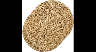 Kaemingk Placemats - 6x - gevlochten - 35 cm - rond - naturel - bohemian style