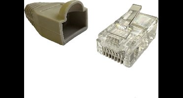 LogiLink Patchstekker RJ45 Cat5e Unshielded - 10 stuks - Grijs - Met Trekontlasting