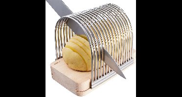 Aardappel Snijhulp, 14 x 9.6 x 11 cm, RVS, Hout - GEFU | HASSEL