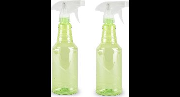 Plasticforte Plantenspuit met een inhoud van 500 ml - 2x - transparant groen - verstuiver - 18 cm - kunststof