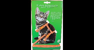 Kittentuig nylon met lijn neon oranje reflecterend