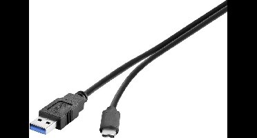 Renkforce RF-4381080 USB-kabel USB 3.2 Gen1 USB-A stekker, USB-C stekker 1.00 m Zwart Vergulde steekcontacten