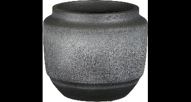 Mica Decorations Plantenpot/bloempot - terracotta - zwart mat relief- D21/H17 cm