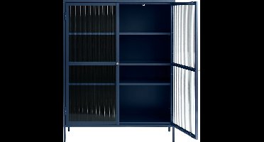 Vitrinekast Blauw - Metaal - 40x110,9x140cm - Soft Closing - Vitrinekast Bronco - Giga Living
