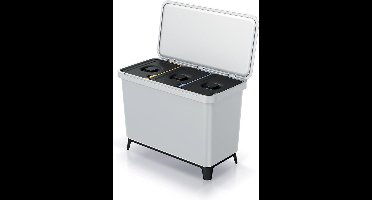 Prosperplast Keden SYSTEMA - Afvalbak / Prullenbak met scheidingsbakken 3x10L - Asgrijs