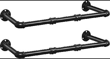 Kledingstangen Aan De Muur set van 2 - kledingrek industriële - garderobestang - wandmontage - afneembare kledingstandaard, -tot 50 kg belastbaar - ruimtebesparend - hal - woonkamer - slaapkamer - 104 cm