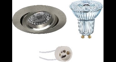LED Spot Set - LEDVANCE Parathom PAR16 940 36D - Proma Aerony Pro - GU10 Fitting - Dimbaar - Inbouw Rond - Mat Nikkel - 3.4W - Natuurlijk Wit 4000K - Kantelbaar - Ø82mm