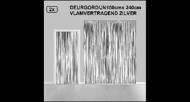 2x Folie gordijn metallic 2,4 meter x 1 meter zilver - festival themafeest huwelijk gala disco glitter and glamour wanddeco