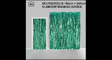 4x Folie gordijn metallic 2,4m x 1m groen - Decoratie festival themafeest huwelijk Hollywood gala disco glitter and glamour wanddeco