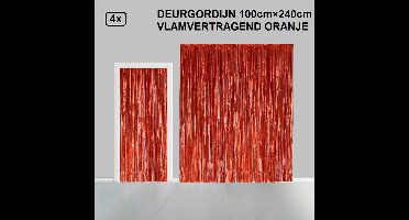 4x Folie gordijn metallic 2,4m x 1m oranje - Decoratie festival themafeest huwelijk Hollywood gala disco glitter and glamour wanddeco