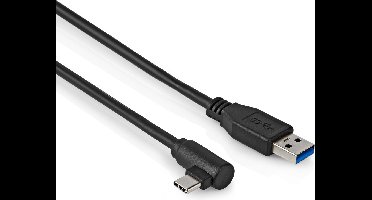 USB C naar USB A kabel - 3.2 Gen 1 - 5 Gb/s - Haaks - 0.5 meter - Zwart - Allteq
