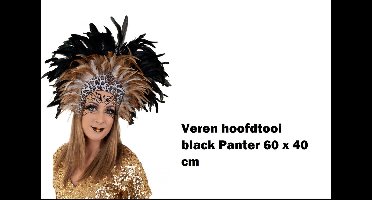 Luxe hoofdtooi Black Panter 60cm x 40cm - carnaval rio Brasil thema feest festival fun party
