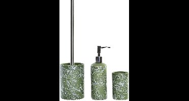 Items - WC/Toiletborstel met zeeppompje/beker - flowers groen