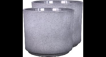 Floran Plantenpot Calla - 2x - groen - spikkels - keramiek - 10 x 8 cm - bloempot