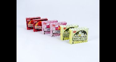 HEM Wierook Verschillende Geuren Set - Kegels / Cones - Rode Roos - Magnolia - Lotus / Red Rose - Magnolia - Lotus