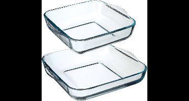 Secret de Gourmet ovenschalen - Vierkant - Glas - 2x - Dia 22/29 cm