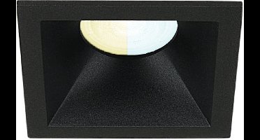 Inbouwspot Liam met Philips HUE White Ambiance - inbouw spot - Zwart - vierkant verdiepte spot - Voor binnen / woonkamer / keuken / slaapkamer - IP20 - GU10 - Buitendiameter: 80MM - boorgat: Vierkante uitsparing - min. Inbouwdiepte: 105MM