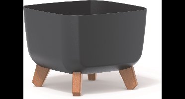 Prosperplast Gracia - Vierkante Bloempot met Afneembare Poten - 29x29x22cm Antraciet