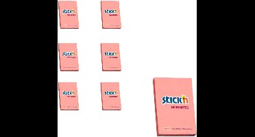 Stick'n sticky notes - 6-pack - 76x51mm, neon roze, 600 memoblaadjes