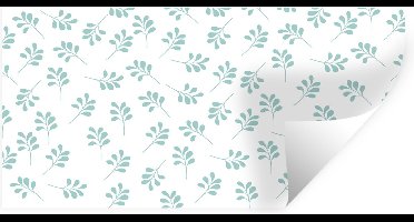 Muurstickers - Sticker Folie - Bladeren - Patroon - Blauw - 40x20 cm - Plakfolie - Muurstickers Kinderkamer - Zelfklevend Behang - Zelfklevend behangpapier - Stickerfolie