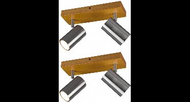 Marley 2-Spot Nikkel mat Houtkleurige basis - 2 stuks