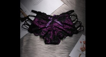 2 Stuks - Sexy stijlvolle Lingerie - Kanten Ondergoed - G-String Hoge Taille - Paars