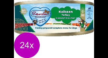 Renske Blik Vers Gestoomd Senior Graanvrij - Hondenvoer - 24 x Kalkoen 95 g
