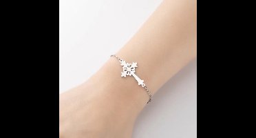 Gading® dames RVS armband met kruis 17cm+4cm-zilver