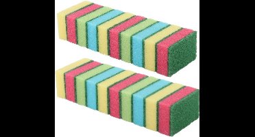 Schuursponsjes - huishoudsponsjes - 9 cm - 60x stuks - gekleurd