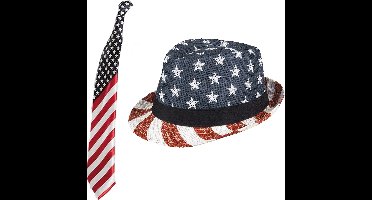 Boland USA/Amerika verkleed thema set - hoed en stropdas volwassenen