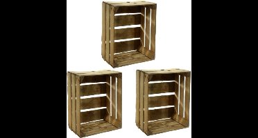 Fruitkist - 3x - gebruikt - decoratie en opbergkist - 30 x 40 x 50 cm - hout