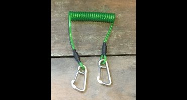 Gereedschapslijn met spiraalkabel groen en 2 karabijnhaken, 45-120 cm