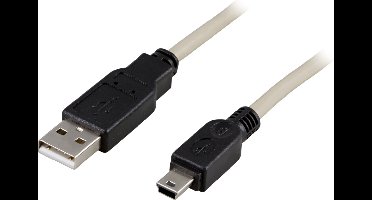 Deltaco USB 2.0 Cable A/mini B, 1m 1m USB A Mini-USB B Mannelijk Mannelijk USB-kabel