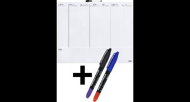DESQ® Weekplanner met Stiften - Frameloos - Magnetisch - Droog Uitwisbaar - Horizontale indeling - 40 x 50 cm