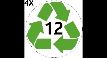 Containerstickers Huisnummer "149" - 25x25cm - Witte Cirkel met Groen Recycle Logo en Zwart Nummer- Set van 4 dezelfde Vinyl Stickers - Klikostickers